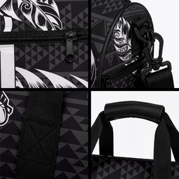 New Zealand Maori Rugby Warrior Custom Duffle Bag Black Fern Taniko Motif