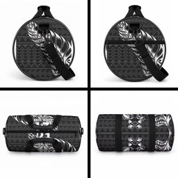 New Zealand Maori Rugby Warrior Custom Duffle Bag Black Fern Taniko Motif