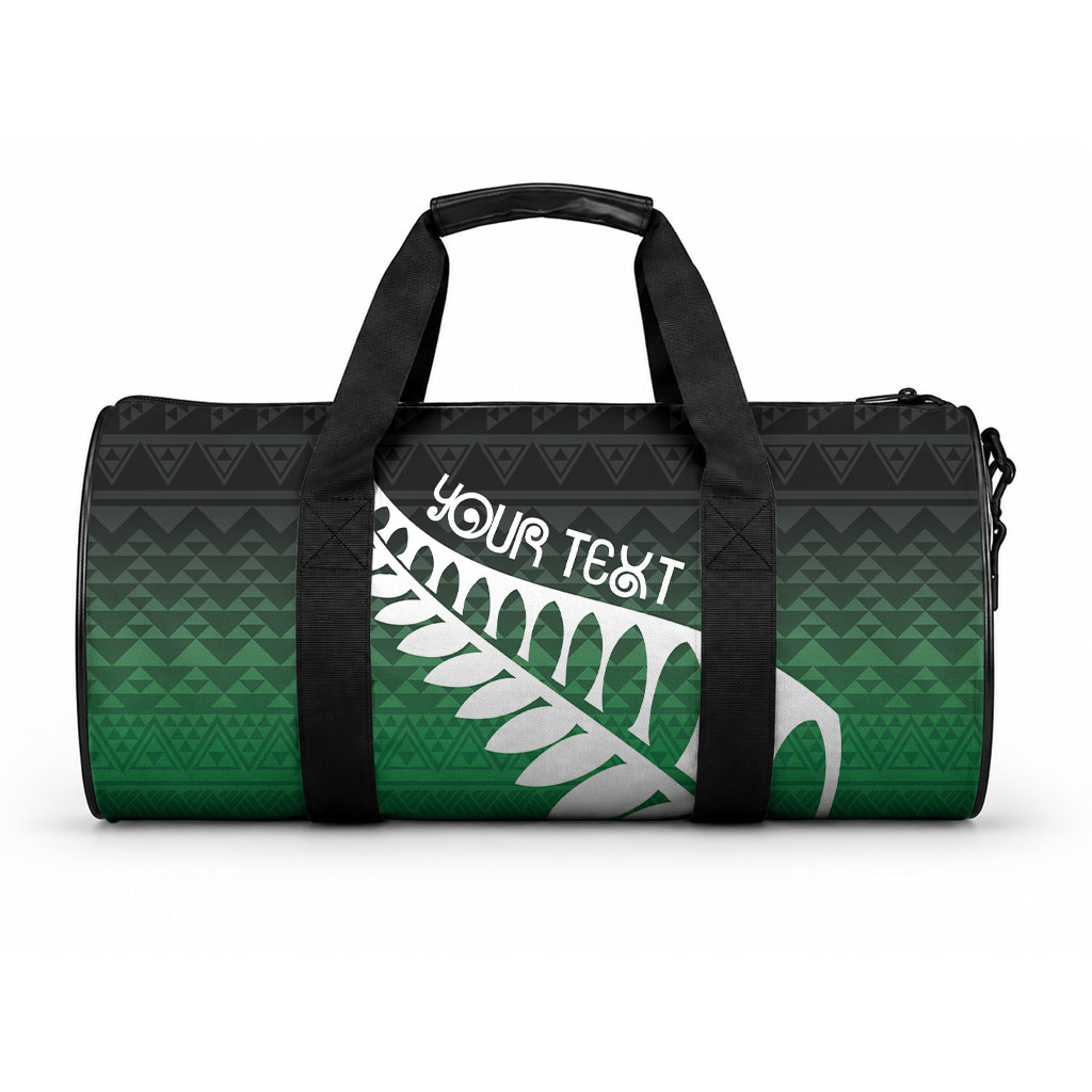 Green Silver Fern Spirit Taniko Tukutuku Personalised Duffle Bag