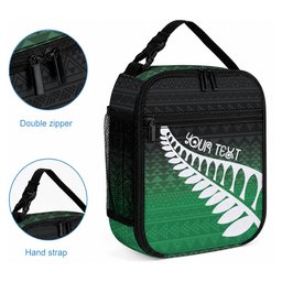 Green Silver Fern Spirit Taniko Tukutuku Personalised Lunch Bag