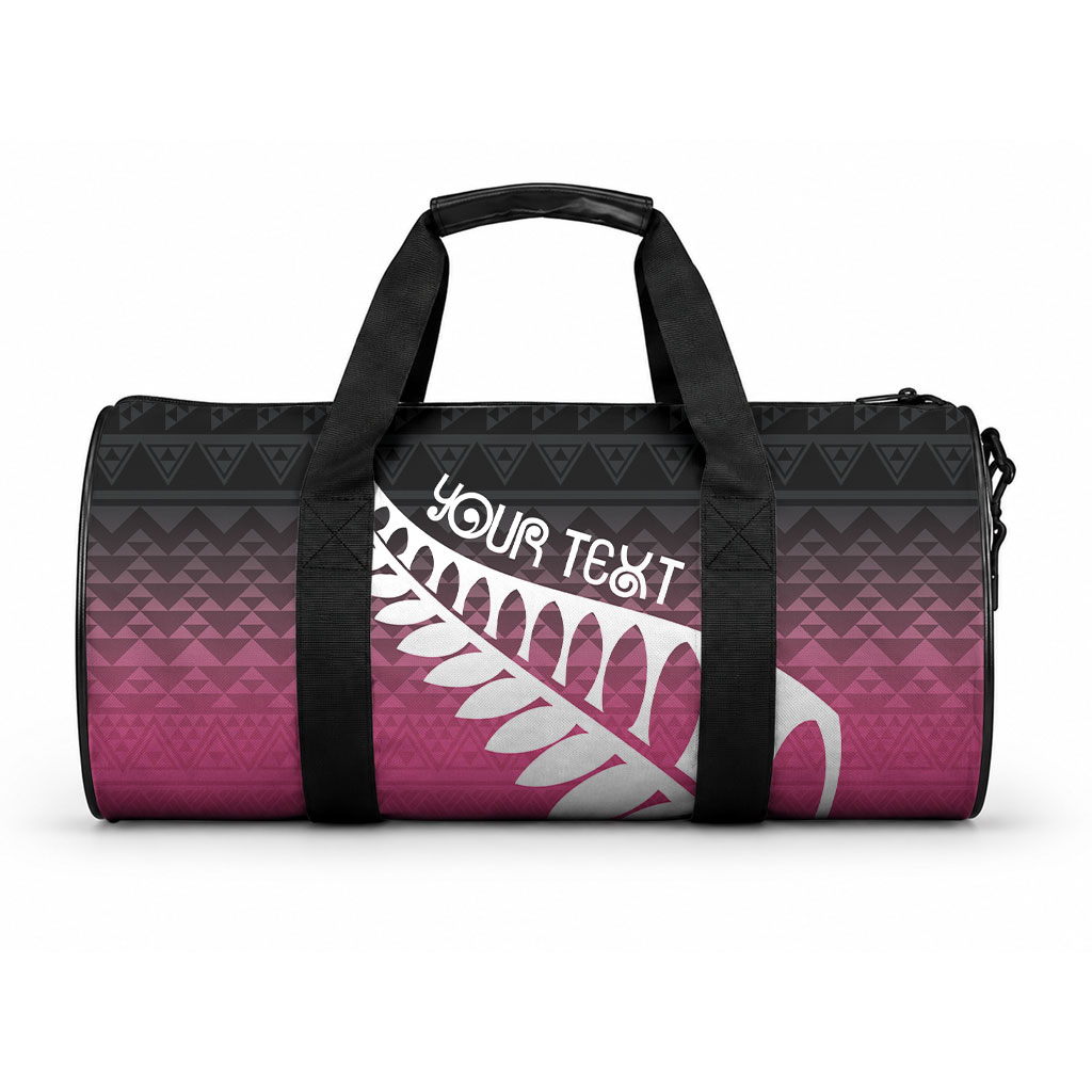 Pink Silver Fern Spirit Taniko Tukutuku Personalised Duffle Bag