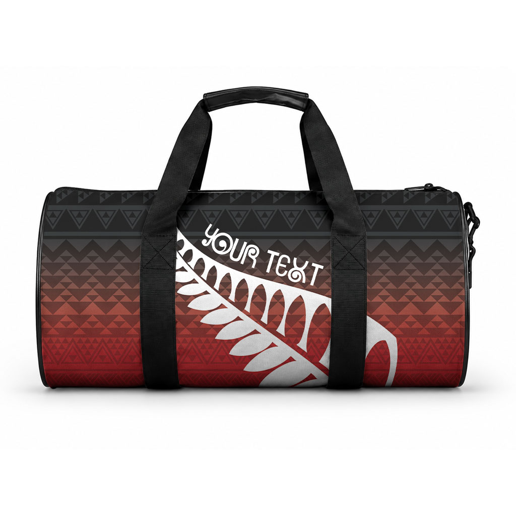 Red Silver Fern Spirit Taniko Tukutuku Personalised Duffle Bag