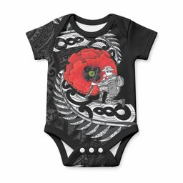 ANZAC Day Aotearoa Silver Fern Maori Personalised Baby Onesie