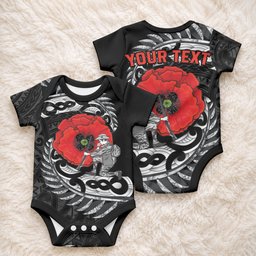 ANZAC Day Aotearoa Silver Fern Maori Personalised Baby Onesie