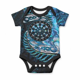 New Zealand Darts Personalised Baby Onesie Aotearoa Silver Fern Blue Papua Shell Spirit