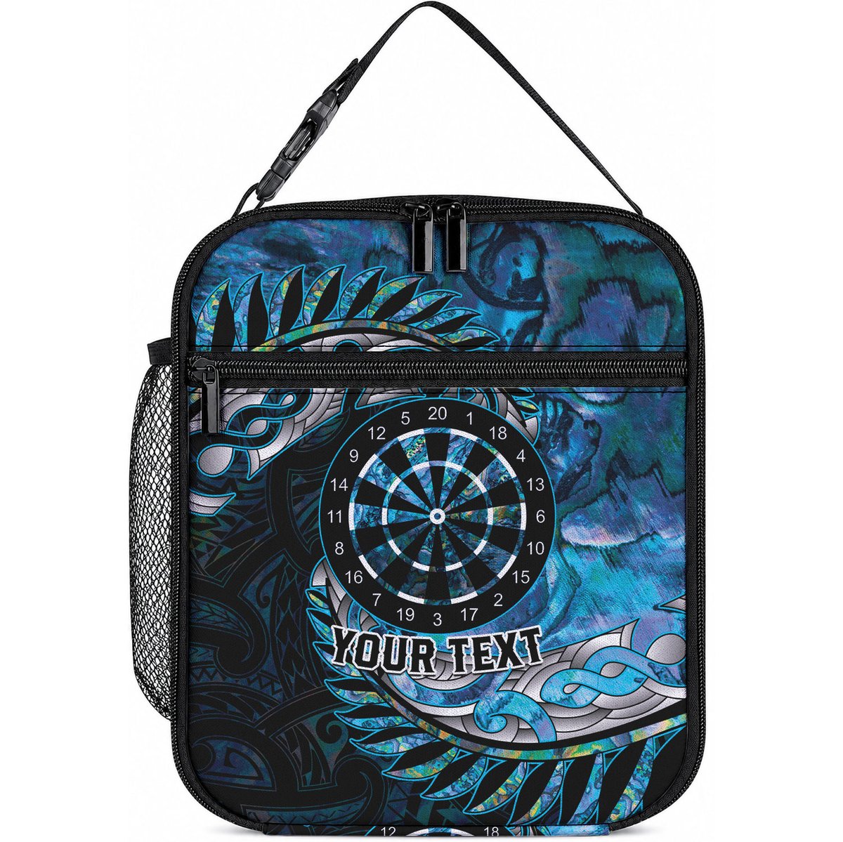New Zealand Darts Personalised Lunch Bag Aotearoa Silver Fern Blue Papua Shell Spirit