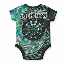 New Zealand Darts Personalised Baby Onesie Aotearoa Silver Fern Green Papua Shell Spirit