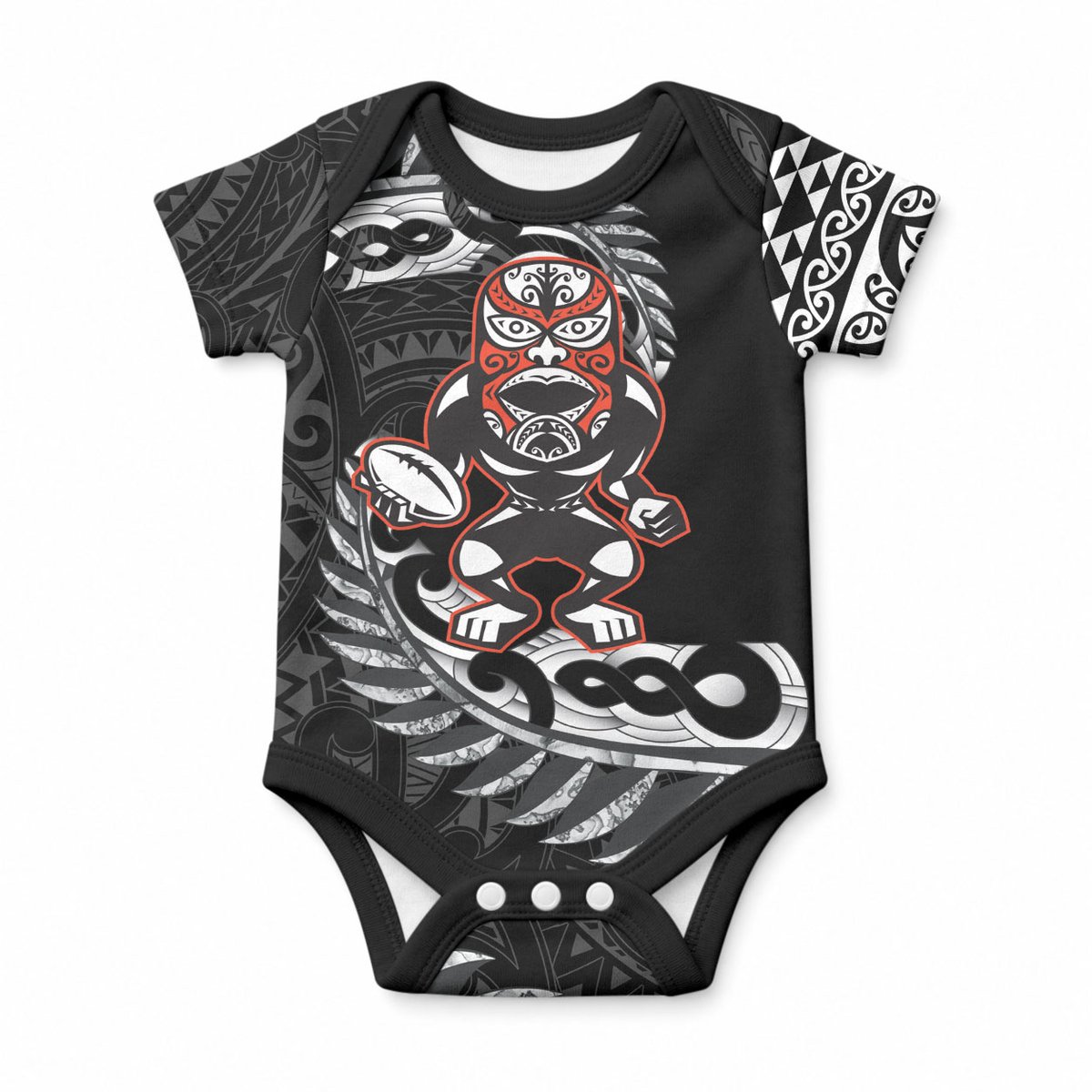 New Zealand Indigenous-Maori Rugby Custom Baby Onesie