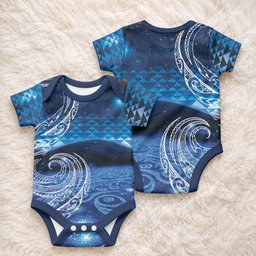 New Zealand Matariki Baby Onesie Taniko Aramoana With Koru Galaxy Sky Night
