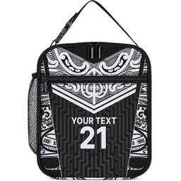 New Zealand Black Fern Custom Lunch Bag Maori Tukutuku Black-white Motif