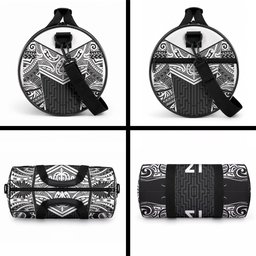 New Zealand Black Fern Custom Duffle Bag Maori Tukutuku Black-white Motif