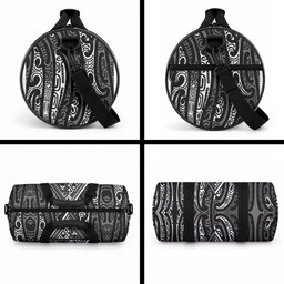 New Zealand Maori Taniko Duffle Bag Black Kowhaiwhai Puhoro