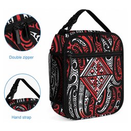 New Zealand Maori Taniko Lunch Bag Red Kowhaiwhai Puhoro