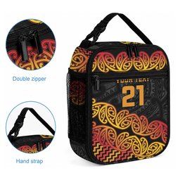 New Zealand Maori Rugby Pacific Custom Lunch Bag Rangatira Maori Kowhaiwhai Pattern