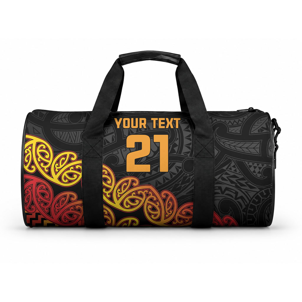 New Zealand Maori Rugby Pacific Custom Duffle Bag Rangatira Maori Kowhaiwhai Pattern