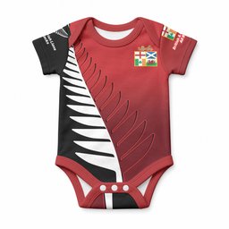 Custom British Lions New Zealand Baby Onesie Half Black Fern