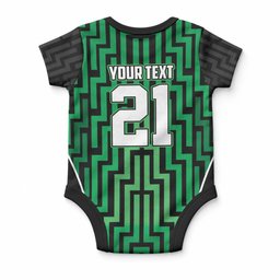 Custom Basketball New Zealand Baby Onesie Green Maori Ta Moko Indigenous