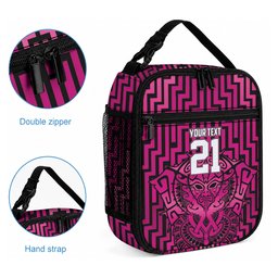 Custom Basketball New Zealand Lunch Bag Pink Maori Ta Moko Indigenous