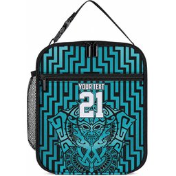 Custom Basketball New Zealand Lunch Bag Teal Maori Ta Moko Indigenous