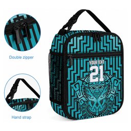 Custom Basketball New Zealand Lunch Bag Teal Maori Ta Moko Indigenous
