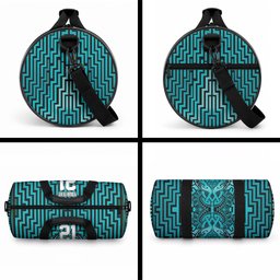 Custom Basketball New Zealand Duffle Bag Teal Maori Ta Moko Indigenous