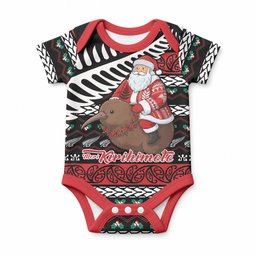New Zealand Kiwi Santa Christmas Baby Onesie He Wairua Kirihimete