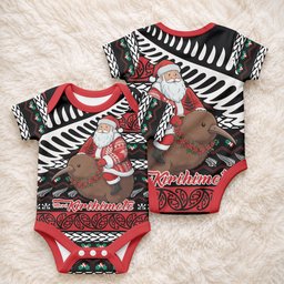 New Zealand Kiwi Santa Christmas Baby Onesie He Wairua Kirihimete