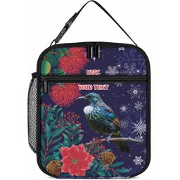 Tui Meri Kirihimete Personalised Lunch Bag Pohutukawa Flowers Blue Motif