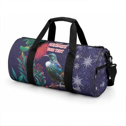 Tui Meri Kirihimete Personalised Duffle Bag Pohutukawa Flowers Blue Motif
