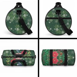 Tui Meri Kirihimete Personalised Duffle Bag Pohutukawa Flowers Green Motif
