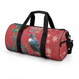 Tui Meri Kirihimete Personalised Duffle Bag Pohutukawa Flowers Red Motif