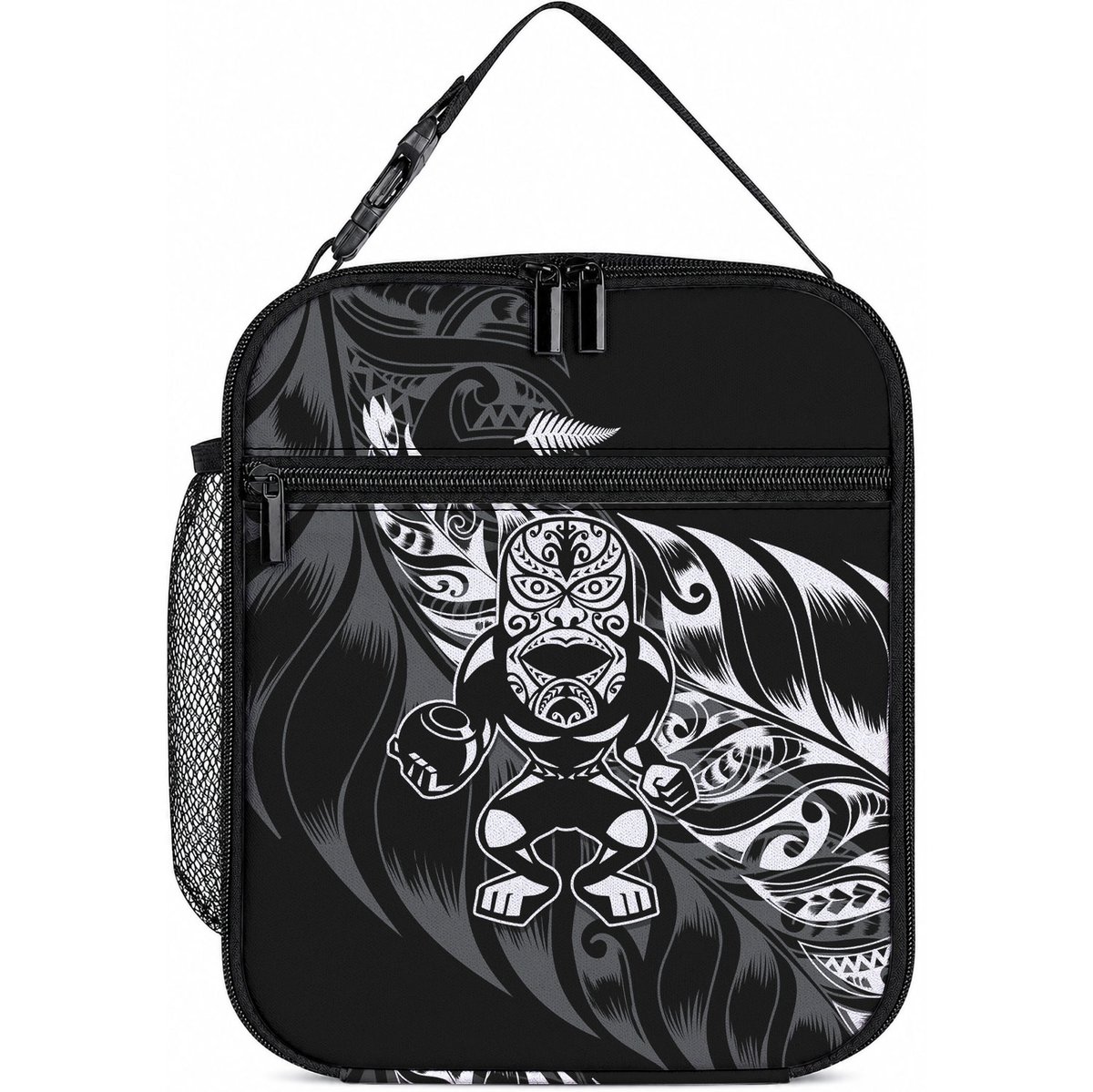 New Zealand Lawn Bowls Lunch Bag Black Maori Warrior Tribal Silver Fern