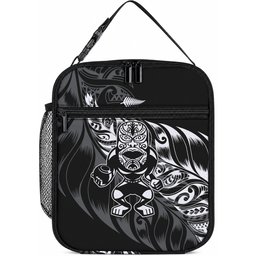 New Zealand Lawn Bowls Lunch Bag Black Maori Warrior Tribal Silver Fern