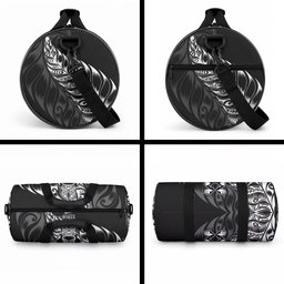 New Zealand Lawn Bowls Duffle Bag Black Maori Warrior Tribal Silver Fern