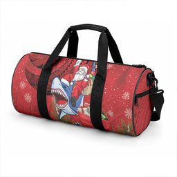 Funny Santa Riding Shark Duffle Bag Polynesian Tribal Christmas Spirit