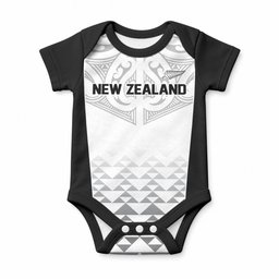 World Football 2026 New Zealand Custom Baby Onesie All White Fern Maori Tribal