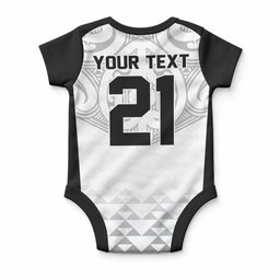World Football 2026 New Zealand Custom Baby Onesie All White Fern Maori Tribal