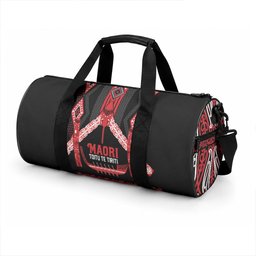 Toitu Te Tiriti Waitangi Duffle Bag Black Wharenui House