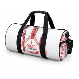 Toitu Te Tiriti Waitangi Duffle Bag White Wharenui House