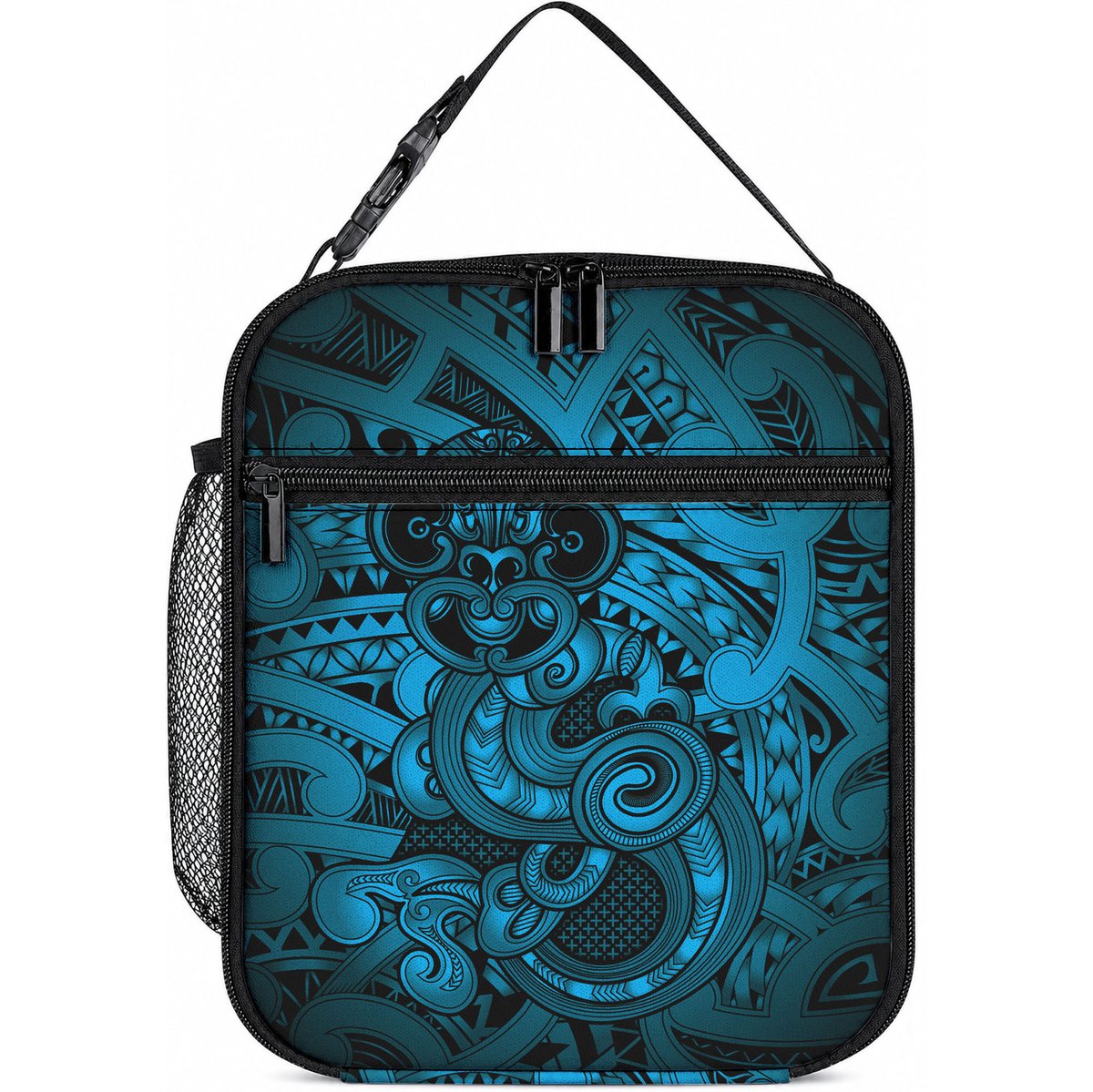 Aotearoa Maori Hei Tiki Lunch Bag Kikorangi Kowhaiwhai Puhoro Motif