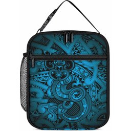 Aotearoa Maori Hei Tiki Lunch Bag Kikorangi Kowhaiwhai Puhoro Motif