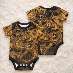 Aotearoa Maori Hei Tiki Baby Onesie Koura Kowhaiwhai Puhoro Motif