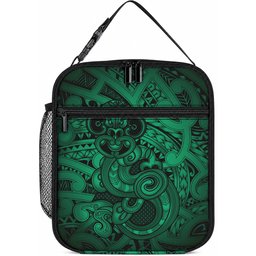 Aotearoa Maori Hei Tiki Lunch Bag Kakariki Kowhaiwhai Puhoro Motif
