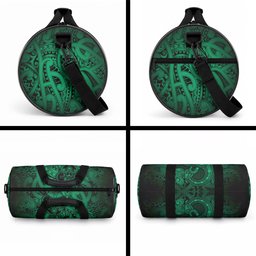 Aotearoa Maori Hei Tiki Duffle Bag Kakariki Kowhaiwhai Puhoro Motif