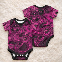 Aotearoa Maori Hei Tiki Baby Onesie Mawhero Kowhaiwhai Puhoro Motif