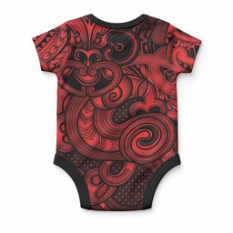 Aotearoa Maori Hei Tiki Baby Onesie Whero Kowhaiwhai Puhoro Motif
