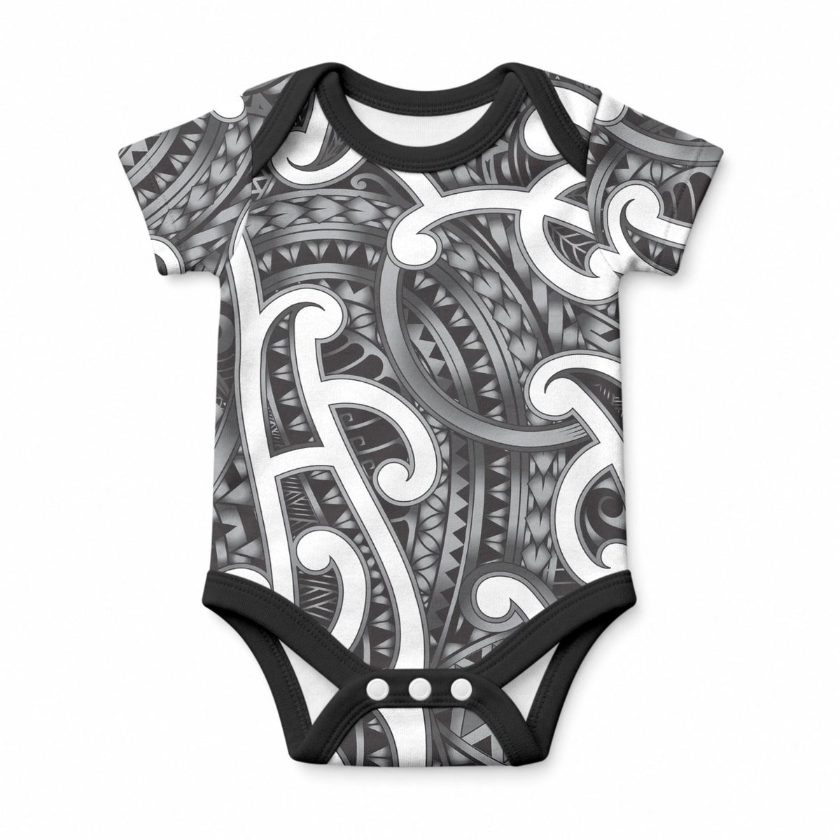Aotearoa Maori Kowhaiwhai Baby Onesie Kiwikiwi Puhoro and Patiki