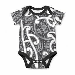 Aotearoa Maori Kowhaiwhai Baby Onesie Kiwikiwi Puhoro and Patiki