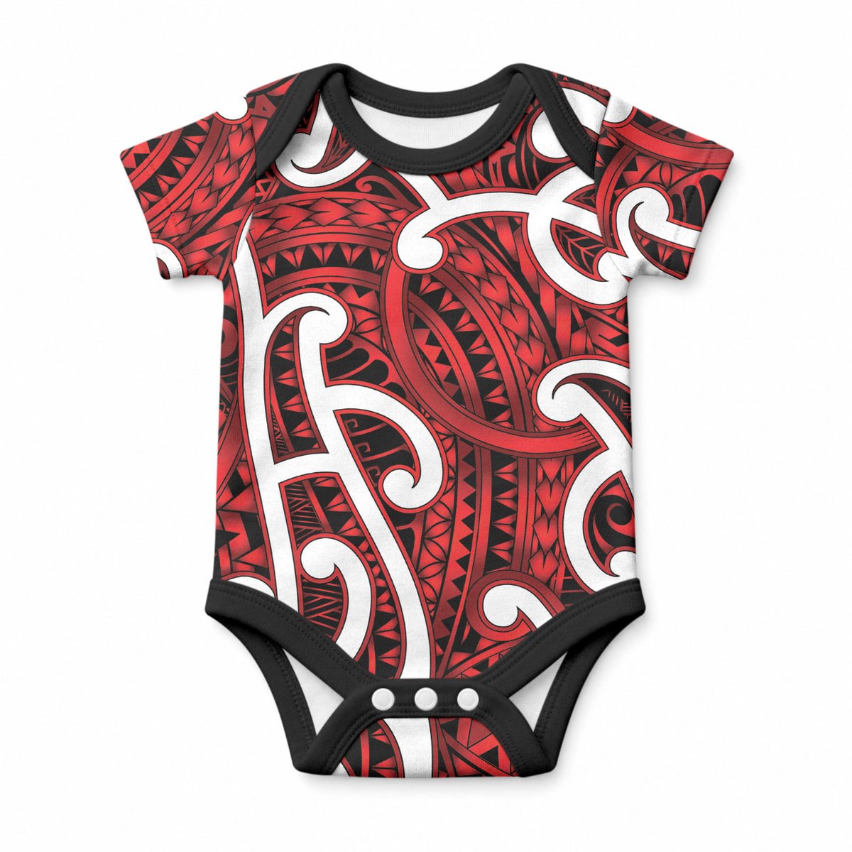 Aotearoa Maori Kowhaiwhai Baby Onesie Whero Puhoro and Patiki