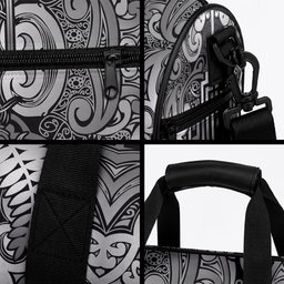 New Zealand Taiaha Maori Duffle Bag Kiwikiwi Minimalist Silver Fern Tukutuku Motif